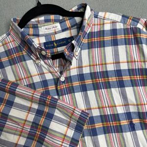 Ralph Lauren Men's Bleeding Madras Plaid Shirt 2XL Tall Short Sleeve Button Down